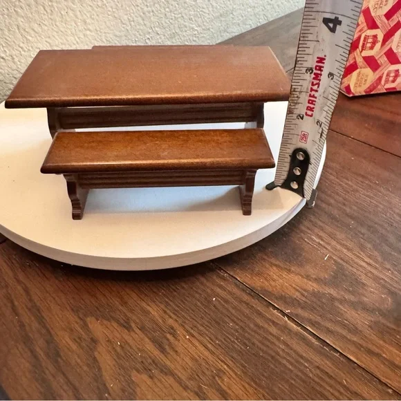 Vintage town square miniatures Dollhouse Furniture Miniature Wood table benches - Picture 7 of 8